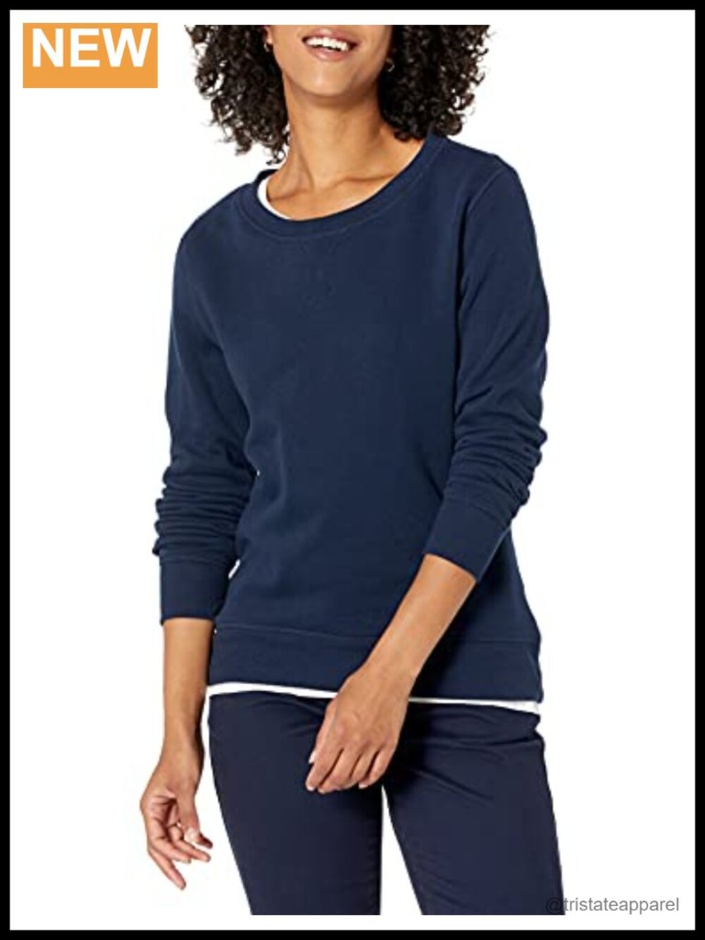 Women's Fleece Crewneck Long Sleeve Pullover Sweatshirt Regular Fit